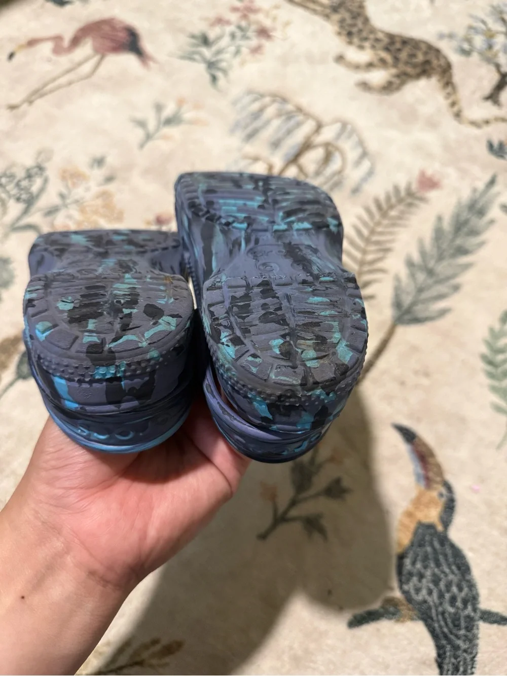 CROCS Kids Navy & Teal Marble Clog Sandals with Charms 9